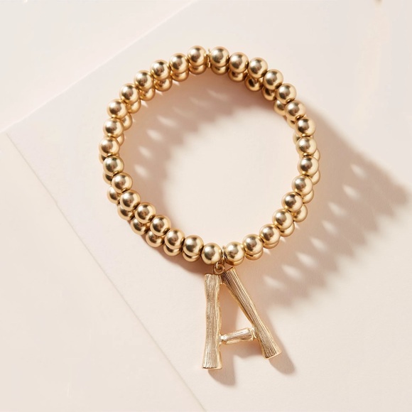Anthropologie Monogram E Beaded Bracelet - Picture 2 of 6